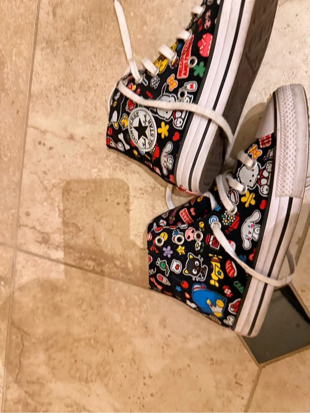 High-Top Converse Sneakers with Hello Kitty and Friends Print